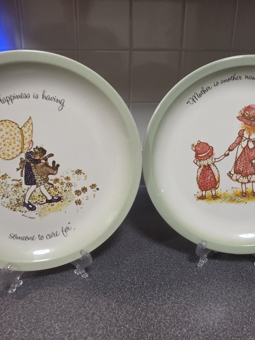 Holly Hobbie Plate Set – "Mother & Caring" Quotes Set Of 2